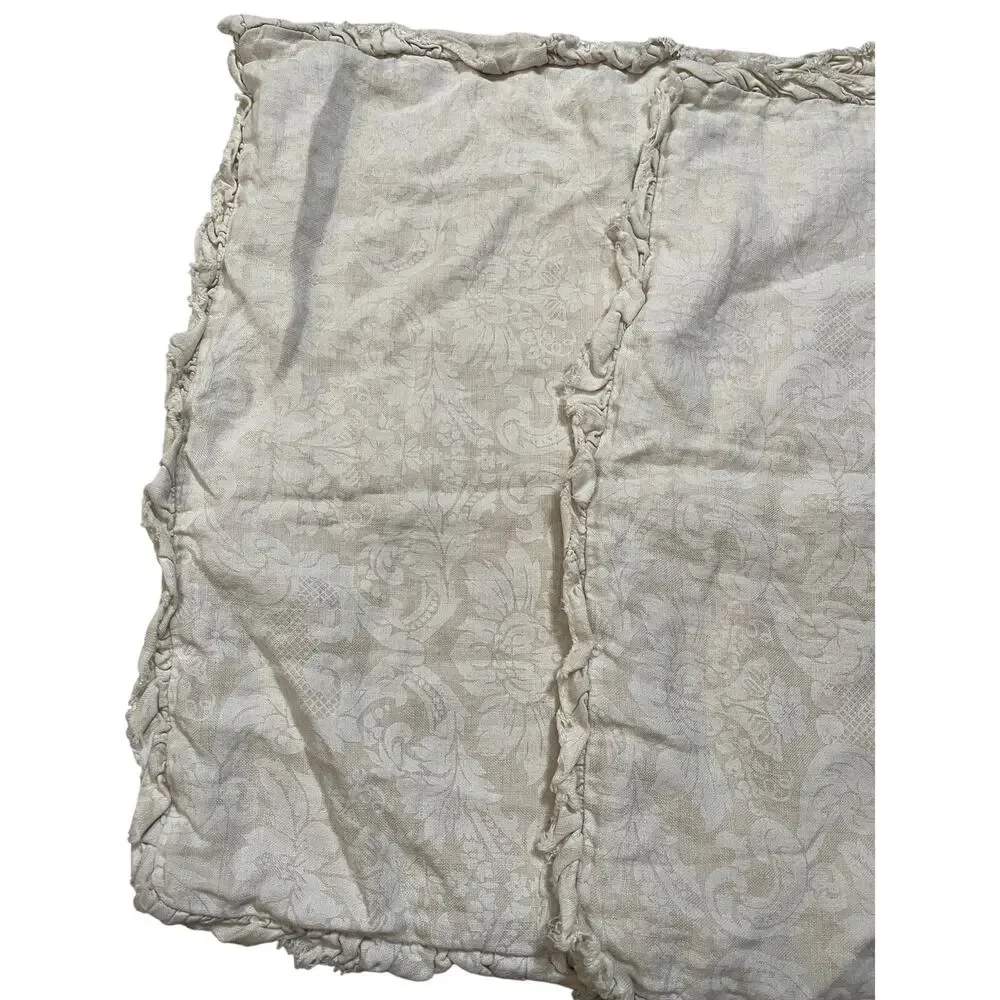 Vintage Rachel Ashwell Shabby Chic 100% Linen Ruffle Embossed Print Pillowcases